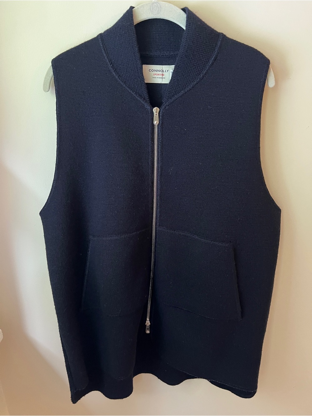 Black Wool Drop Car Zip Vest